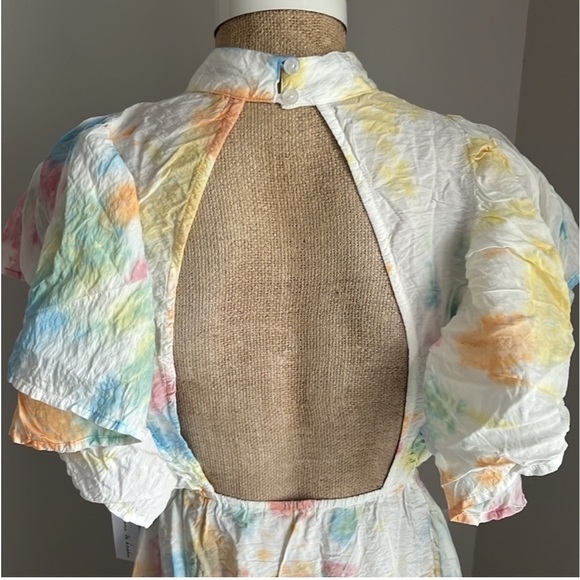 Young Fabulous & Broke Tie Dye Ruffle Mock Neck Maxi Dress Size SMALL NWT - Picture 4 of 6